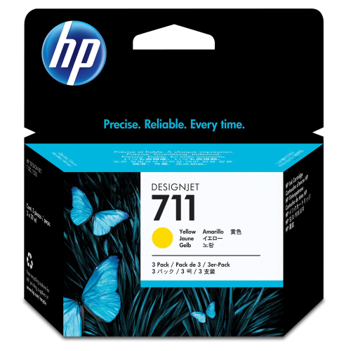 HP 711 CARTUCCIA INKJET GIALLO 29 ML CONF 3 PZ. PER DesignJet T100, T120, T120 ePrinter, T125, T130, T520, T520 ePrinter, T525, T530
